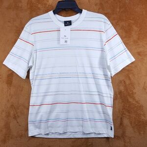 PAUL SMITH Shirt Mens Small White Pullover Crew Stripe Casual T-Shirt Tee